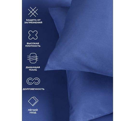 Набор наволочек Ecotex ННС57 Моноспейс 50x70 - 2 шт., темно-синий 4680088207728