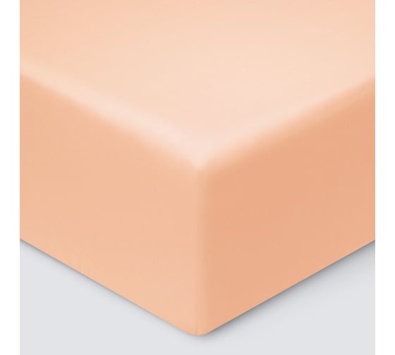 Простыня на резинке Ecotex ПРСС16 Моноспейс сатин, 160x200x23, персиковая 4680088205953 1