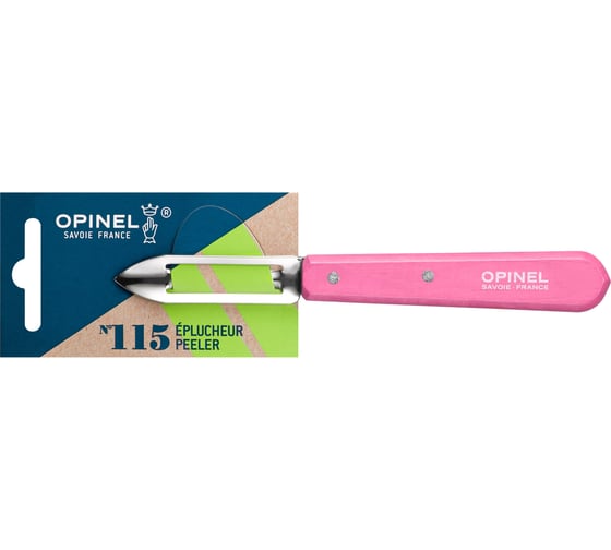 Нож для чистки овощей Opinel № 115, деревянная рукоять, блистер, нержавеющая сталь, розовый 002038