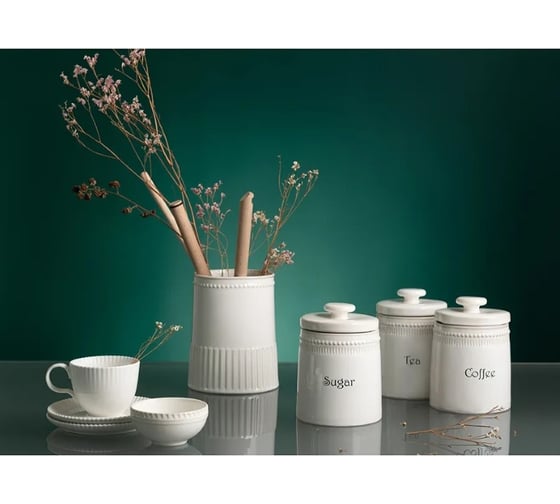 Банка для чая Tkano белого цвета Kitchen Spirit, 820 мл TK22-TW_JAR0003