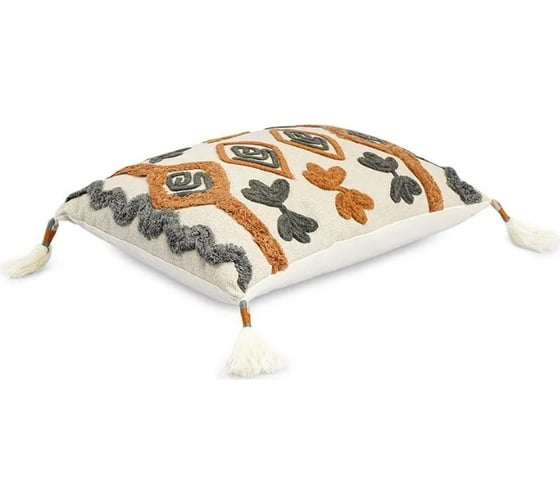 Подушка декоративная Tkano с бахромой и вышивкой Abstract play Ethnic, 30x45 см TK23-CU0020
