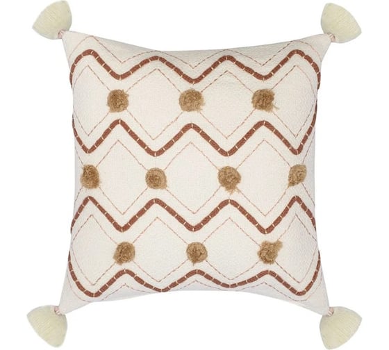 Подушка декоративная Tkano с кисточками и вышивкой Geometry Ethnic, 45x45 см TK23-CU0003