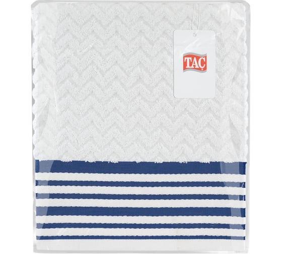 Полотенце махровое TAC LINE, 50x90, 500 г/м2 MAVI, белый, синий 2786-21401