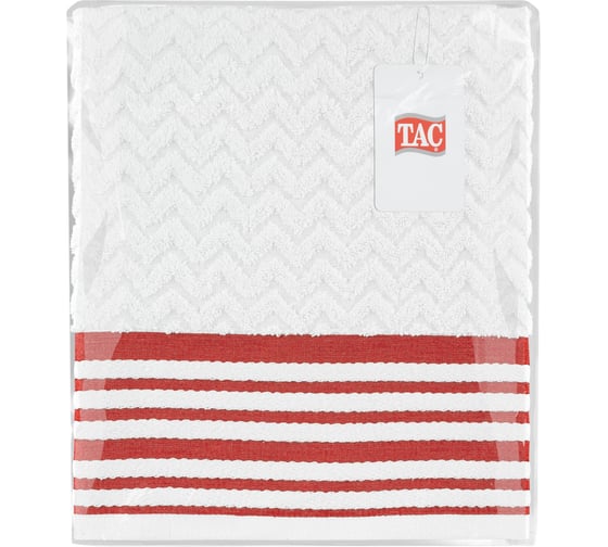 Полотенце махровое TAC LINE, 50x90, 500 г/м2 RED, белый, красный 2786-21402