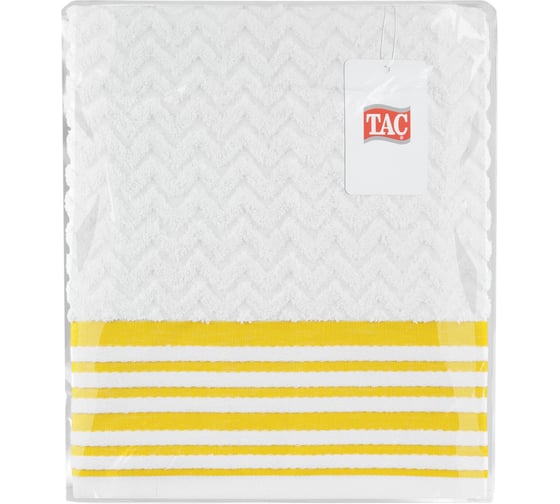 Полотенце махровое TAC LINE, 50x90, 500 г/м2 YELLOW, белый,  желтый 2786-21403