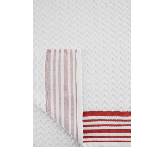 Полотенце махровое TAC LINE, 70x140, 500 г/м2 RED, белый, красный 2787-21406