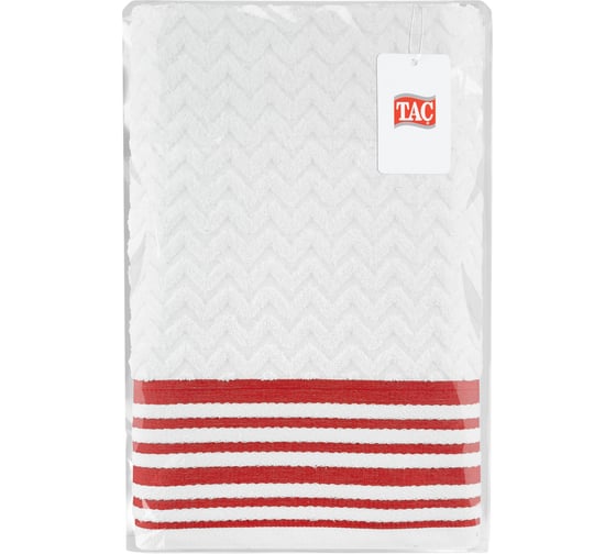 Полотенце махровое TAC LINE, 70x140, 500 г/м2 RED, белый, красный 2787-21406