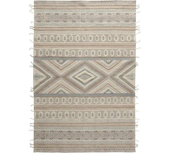 Ковер Tkano из хлопка, шерсти и джута с геометрическим орнаментом Ethnic, 120x180 см TK20-DR0011