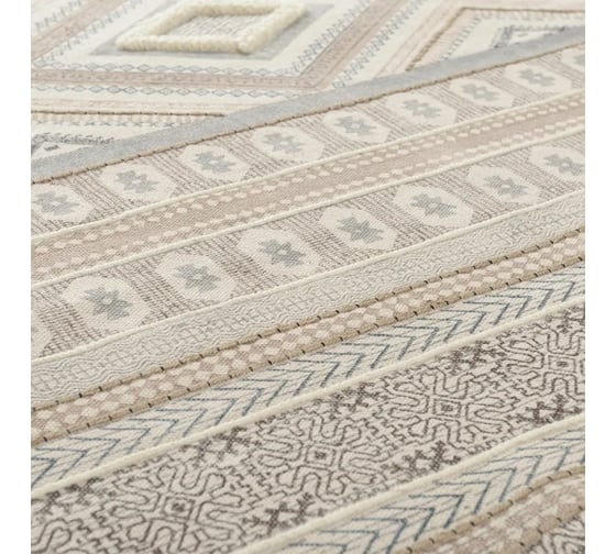 Ковер Tkano из хлопка, шерсти и джута с геометрическим орнаментом Ethnic, 120x180 см TK20-DR0011