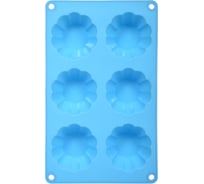 Форма силиконовая Marmiton Кексы мини 27x16,5x3 см, 6 ячеек, голубой 17176