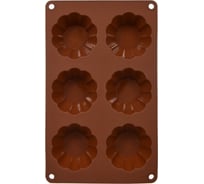 Форма силиконовая Marmiton Кексы мини 27x16,5x3 см, 6 ячеек, шоколад 17175