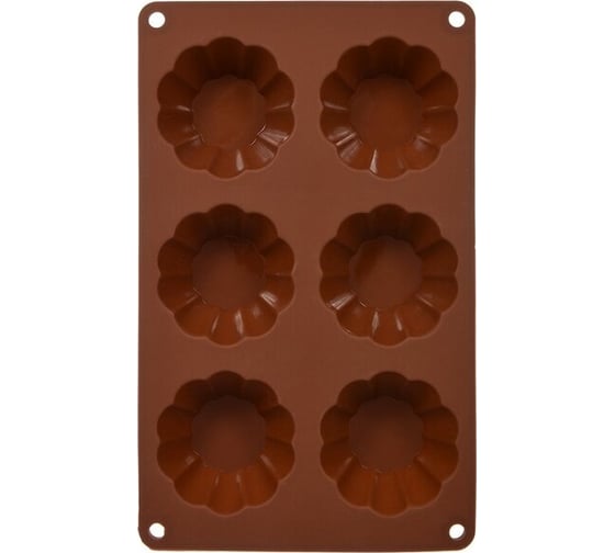 Форма силиконовая Marmiton Кексы мини 27x16,5x3 см, 6 ячеек, шоколад 17175