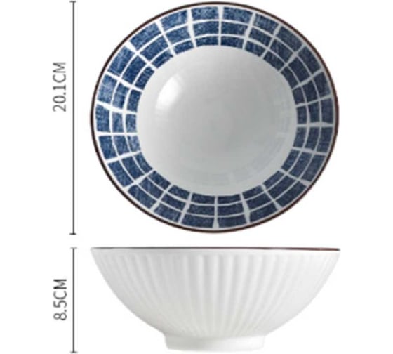 Тарелка Homium Japanese Collection, Очарование, глубокая (миска), белый/синий, D20 см platejcnew06wblue