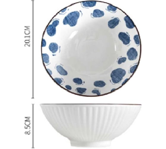 Тарелка Homium Japanese Collection, Очарование, глубокая (миска), белый/синий, D20 см platejcnew08wblue