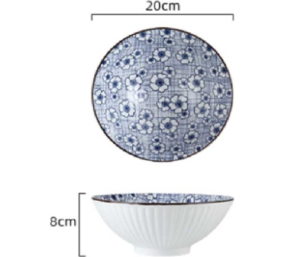 Тарелка Homium Japanese Collection, Очарование, глубокая (миска), белый/синий, D20 см platejcnew01wblue