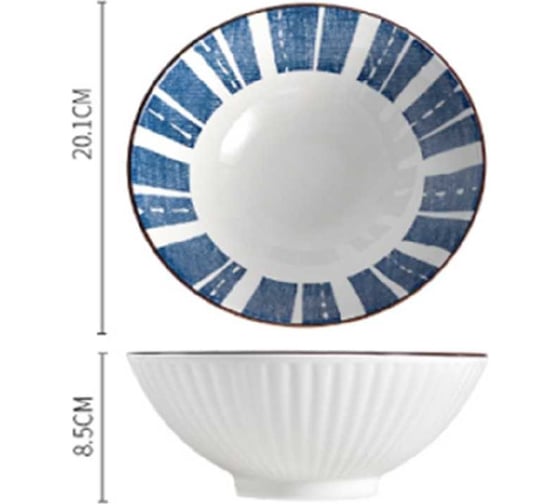 Тарелка Homium Japanese Collection, Очарование, глубокая (миска), белый/синий, D20 см platejcnew07wblue
