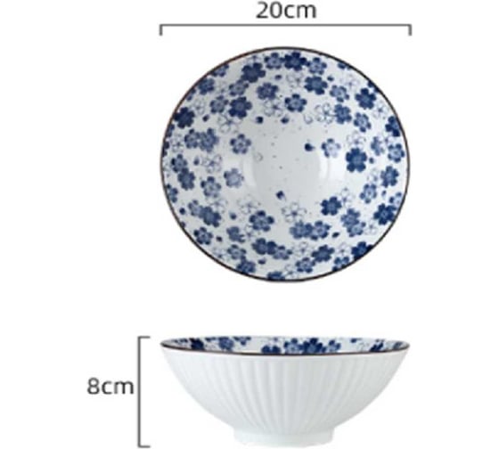Тарелка Homium Japanese Collection, Очарование, глубокая (миска), белый/синий, D20 см platejcnew03wblue