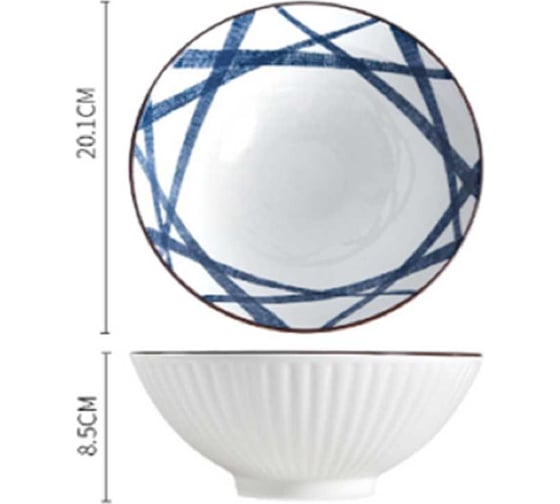 Тарелка Homium Japanese Collection, Очарование, глубокая (миска), белый/синий, D20 см platejcnew05wblue