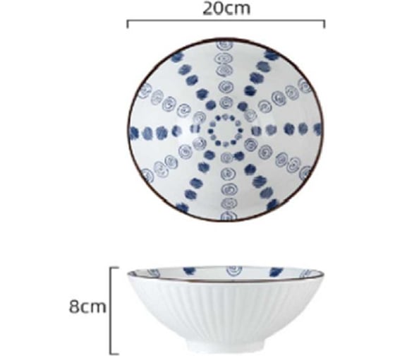 Тарелка Homium Japanese Collection, Очарование, глубокая (миска), белый/синий, D20 см platejcnew02wblue