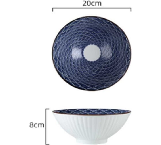 Тарелка Homium Japanese Collection, Очарование, глубокая (миска), белый/синий, D20 см platejcnew04wblue