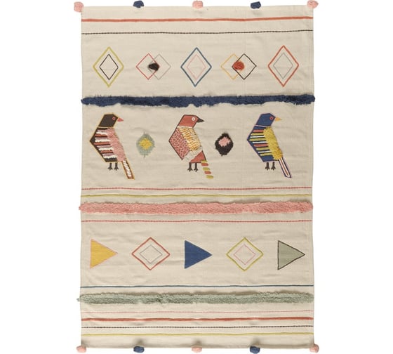Ковер из хлопка в этническом стиле с орнаментом Птицы из коллекции Ethnic Tkano 120x180 см TK20-DR0001 1