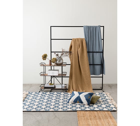 Ковер из хлопка синего цвета Argyle из коллекции Ethnic Tkano 70x160 см TK18-DR0001