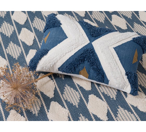 Ковер из хлопка синего цвета Argyle из коллекции Ethnic Tkano 70x160 см TK18-DR0001