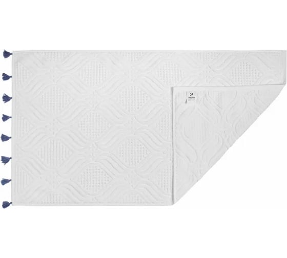 Полотенце для рук Tkano Essential белое, с кисточками, темно-синее, 50x90 см TK23-HT0002