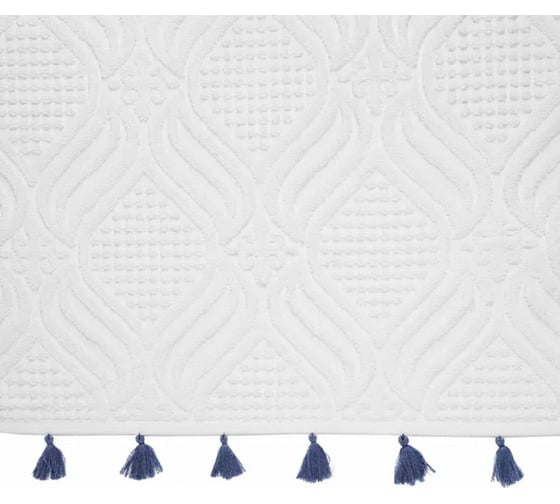 Полотенце для рук Tkano Essential белое, с кисточками, темно-синее, 50x90 см TK23-HT0002