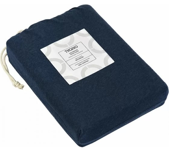 Простыня на резинке из хлопкового трикотажа Tkano Essential темно-синий, 160x200x30 см TK23-FS0007