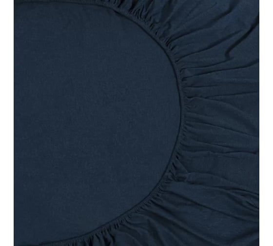 Простыня на резинке из хлопкового трикотажа Tkano Essential темно-синий, 160x200x30 см TK23-FS0007