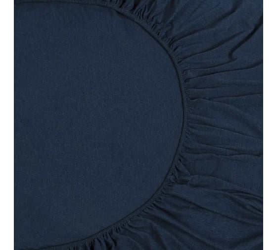 Простыня на резинке из хлопкового трикотажа Tkano Essential темно-синий, 180x200x30 см TK23-FS0008