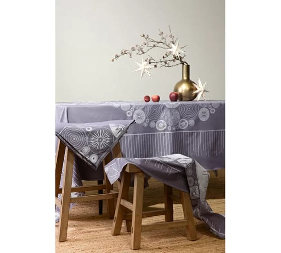 Салфетка из хлопка Tkano New Year Essential фиолетово-серый, с рисунком Ледяные узоры, 53x53 см TK21-NA0013