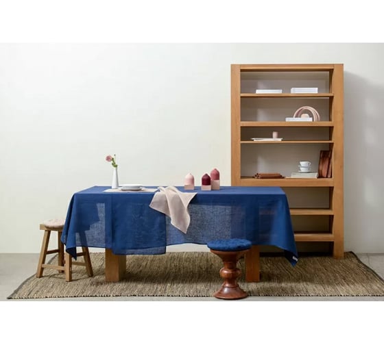Дорожка на стол из стираного льна Tkano Essential синяя, 45x150 см TK22-TR0001