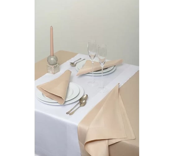 Дорожка Tkano Essential бежевый, с фактурным рисунком, из хлопка, 53x150 см TK21-TR0009