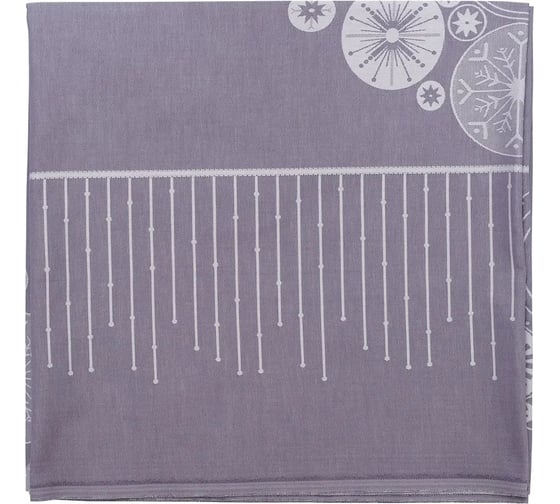 Скатерть из хлопка Tkano New Year Essential фиолетово-серая, с рисунком Ледяные узоры, 180x260 см TK21-TC0026