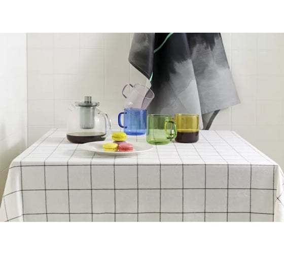 Скатерть из хлопка Tkano Essential белый, в клетку, 170x250 см TK22-TC0018