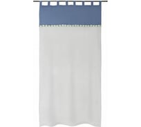 Штора из хлопка с помпонами Tkano Essential серо-синий, 150x290 см TK23-CUR0001