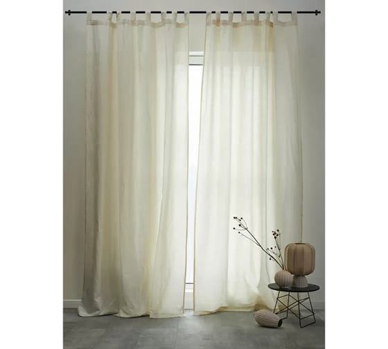 Штора из хлопка и льна Tkano Essential кремовый, 150x290 см TK23-CUR0007