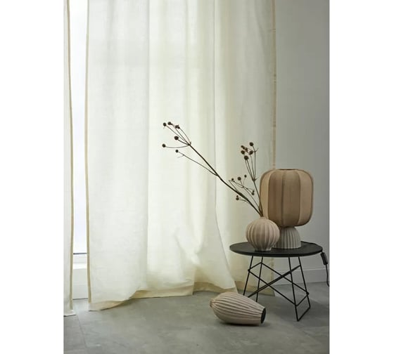 Штора из хлопка и льна Tkano Essential кремовый, 150x290 см TK23-CUR0007