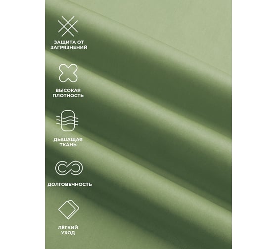 Простыня на резинке Ecotex ПРСС18 Моноспейс сатин, 180x200x23, зеленая 4680088210520 ПРСС18/зеленая