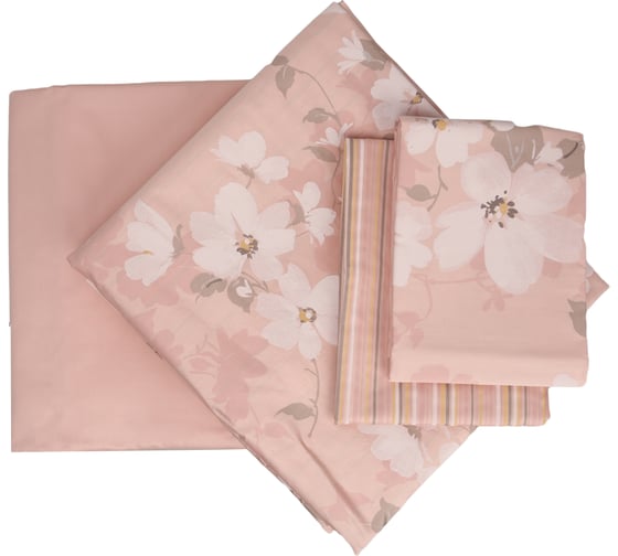 Комплект постельного белья TAC SATIN DELUX семейный, SHADOW, розовый 4246-84273