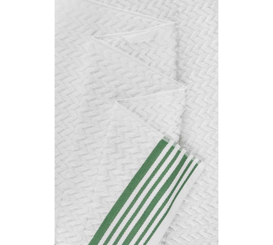 Махровое полотенце TAC LINE 50х90 см, 500 г/м2, GREEN, белый/зеленый 2786-21404