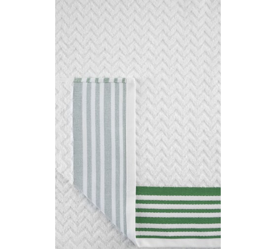 Махровое полотенце TAC LINE 50х90 см, 500 г/м2, GREEN, белый/зеленый 2786-21404