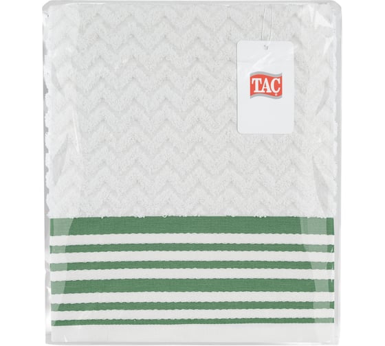 Махровое полотенце TAC LINE 50х90 см, 500 г/м2, GREEN, белый/зеленый 2786-21404