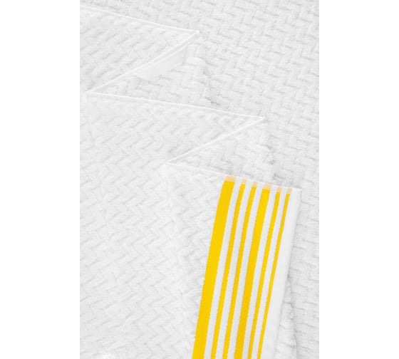 Махровое полотенце TAC LINE 70х140 см, 500 г/м2, YELLOW, белый/ желтый 2787-21407