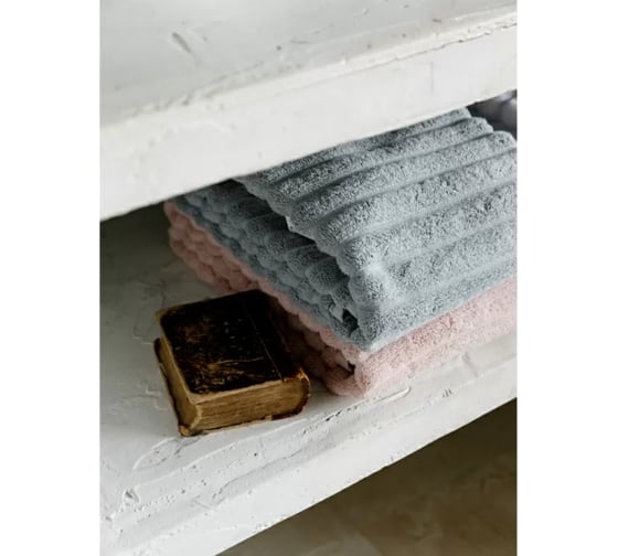 Полотенце банное Tkano Waves серого цвета, коллекция Essential, 70x140 см TK18-BT0023