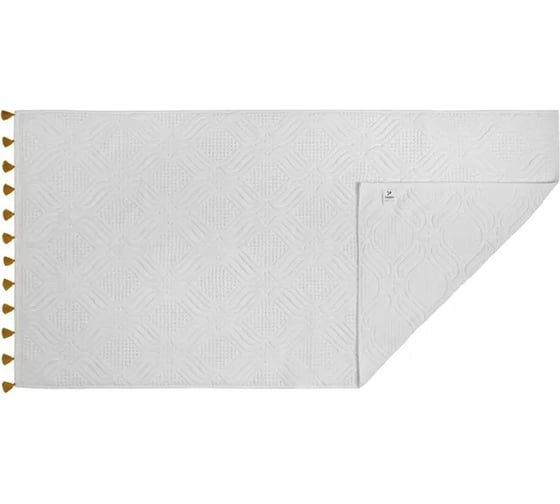 Полотенце банное Tkano белое, с кисточками цвета карри, коллекция Essential, 70x140 см TK23-BT0005