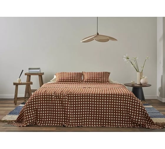 Покрывало Tkano Polka dots из хлопка, карамельного цвета, коллекция Essential, 230x250 см TK23-BS0009