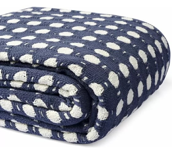 Покрывало Tkano Polka dots из хлопка, темно-синего цвета, коллекция Essential, 180x250 см TK23-BS0012
